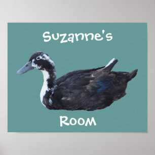 Affiche Canard noir mignon chambre d'enfants Personnalisé