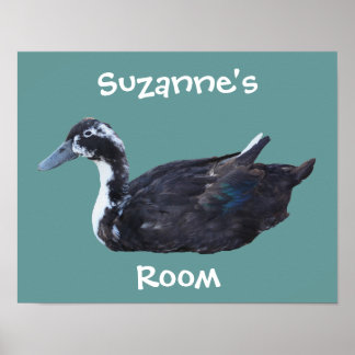 Affiche Canard noir mignon chambre d'enfants Personnalisé