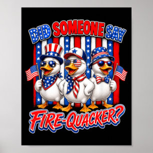 Affiche Canard patriotique de pétard Drapeau américain du 