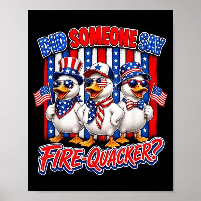 Affiche Canard patriotique de pétard Drapeau américain du  (Devant)