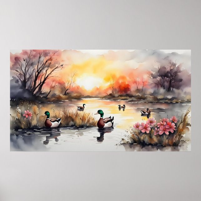 Affiche Canards sur le lac (Devant)