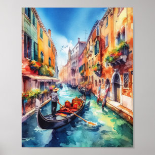 Affiche Canaux de Venise Italie Aquarelle Art