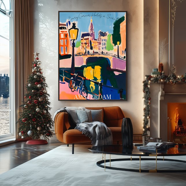 Affiche Canaux et bicyclettes d'Amsterdam en Fauvist Artis (Créateur téléchargé)