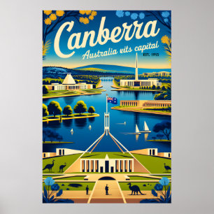 Affiche Canberra Australie Art de l'affiche de voyage rétr