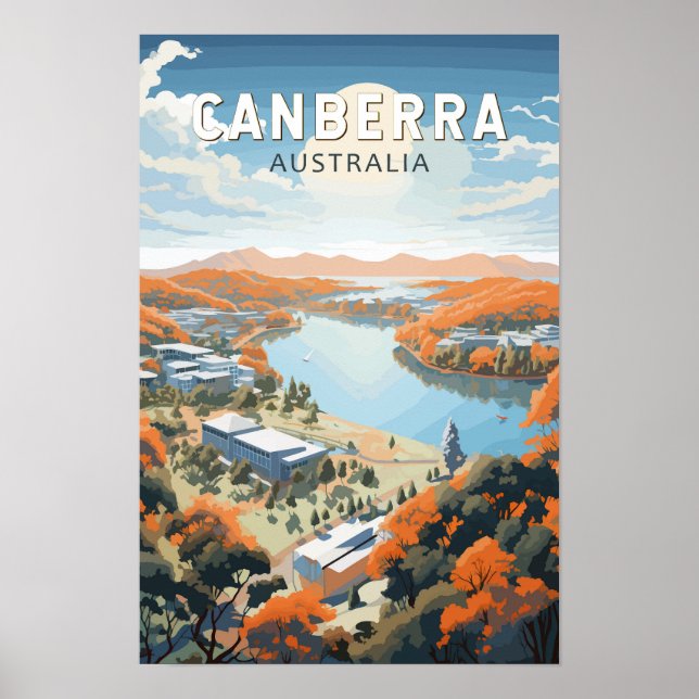 Affiche Canberra Australie Voyage Art Vintage (Devant)