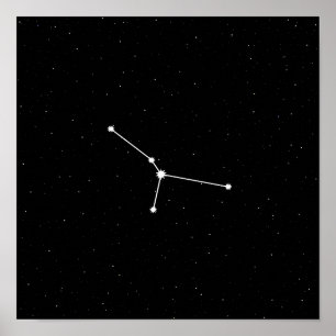 Affiche Cancer Constellation Zodiaque moderne Noir et blan