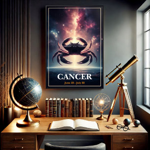 Affiche Cancer cosmique Conception du crabe zodiaque