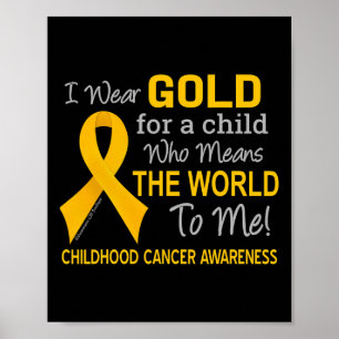 Affiche Cancer de l'Enfance avec Ruban d'Or signifie Monde