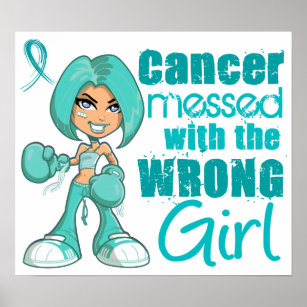Affiche Cancer De L'Ovarien Messagé Avec Une Fille Mauvais