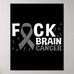 Affiche Cancer du cerveau Tumeur cérébrale Ruban gris