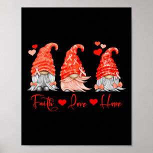 Affiche Cancer du sang Foi Espoir Amour Gnomes Rouges Cœur