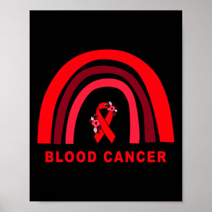 Affiche Cancer du sang Ruban rouge floral Mignon Pluie