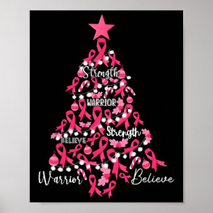 Affiche Cancer du sein Arbre de Noël Pink Ribbon Combattre