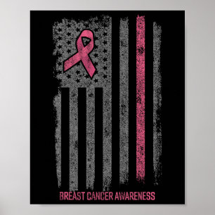 Affiche Cancer du sein Chemises Drapeau américain Cancer d