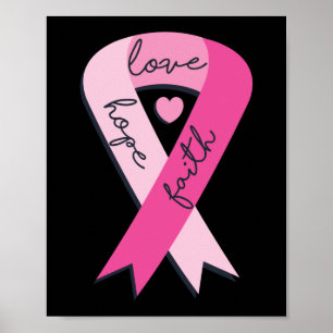 Affiche Cancer du sein Faith Hope Love Pink Ribbon Recover