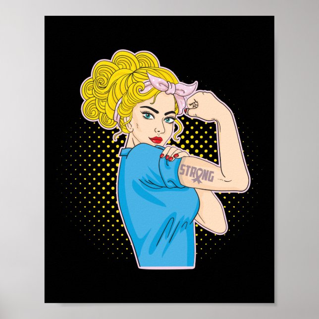 Affiche Cancer du sein Forte rose Ruban Rosie Le Riveter (Devant)