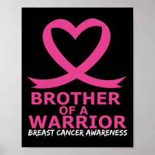 Affiche Cancer Du Sein Frère D'Un Guerrier Coeur Rose Ribb