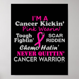 Affiche Cancer du sein Kickin' Chemo Hatin' Warrier