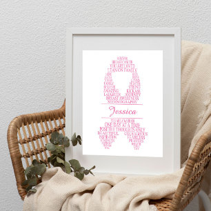 Affiche Cancer du sein personnalisé Ribbon Wall Art