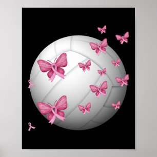Affiche Cancer du sein Pink Ribbon Cute Volleyball Awards