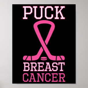 Affiche Cancer du sein Pink Ribbon Ice Hockey journée du c