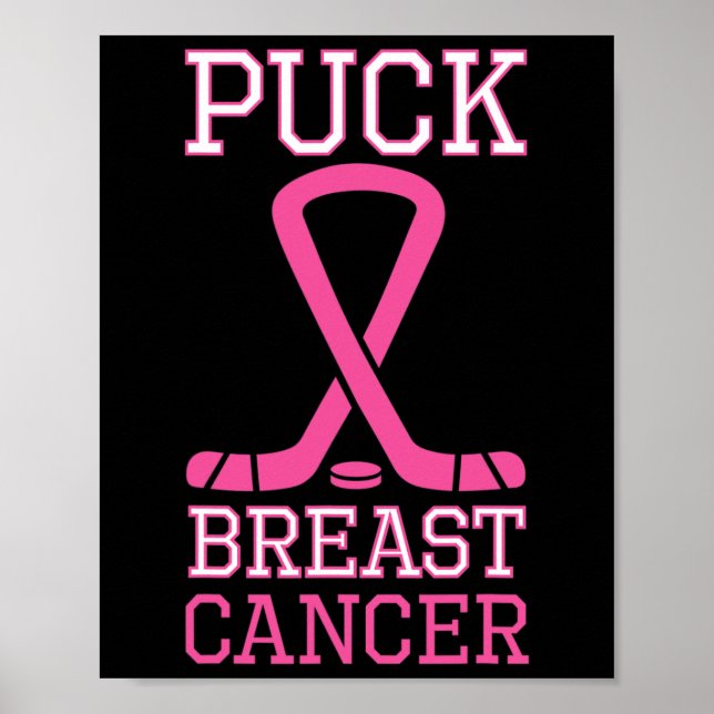 Affiche Cancer du sein Pink Ribbon Ice Hockey journée du c (Devant)