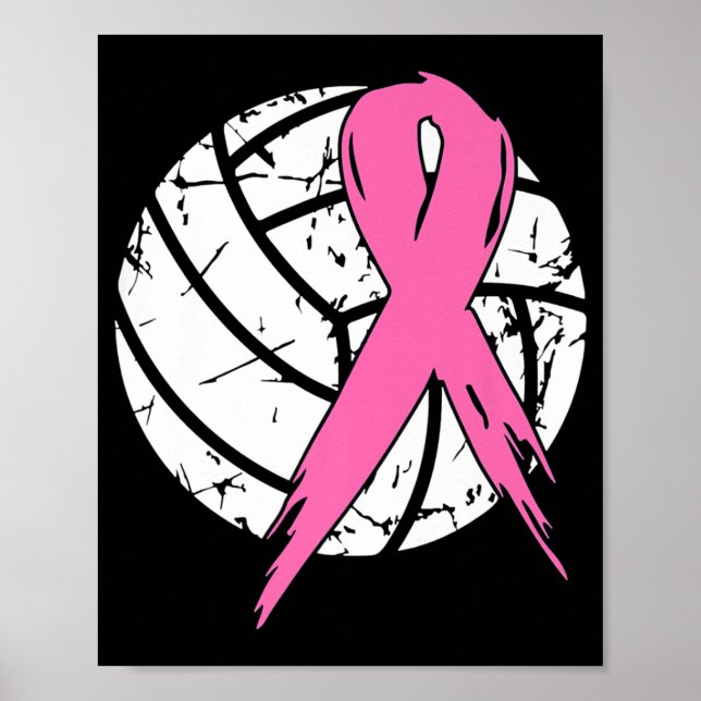 Affiche Cancer du sein Pink Ribbon Volleyball Sensibilisat (Devant)