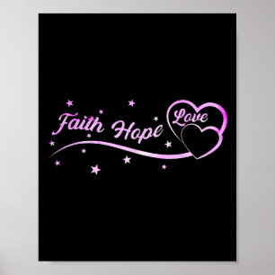 Affiche Cancer du sein rose Foi Espoir Amour Cancer du sei