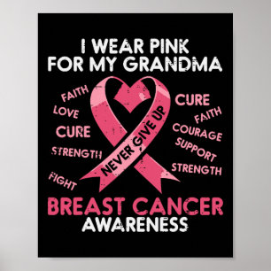 Affiche Cancer du sein Ruban rose Grandma Sensibilisation