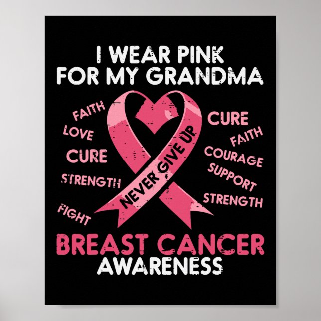 Affiche Cancer du sein Ruban rose Grandma Sensibilisation  (Devant)