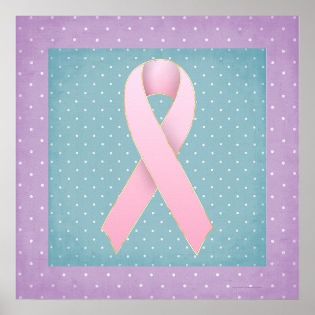 Affiche Cancer du sein Ruban rose Violet/Poster Turquoise (Devant)