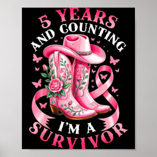 Affiche Cancer du sein survivante 5 ans ruban Nk Cowgirl G