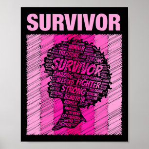 Affiche Cancer du sein Survivante Africaine Américaine Fem