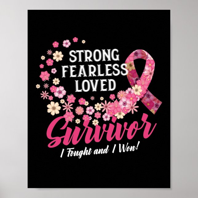 Affiche Cancer du sein Survivante Forte Fearless Lowe (Devant)