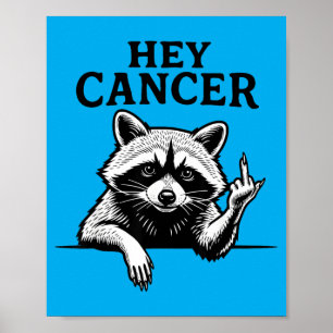 Affiche Cancer F U Drôle Raton Laveur Doigt D'Honneur Sout