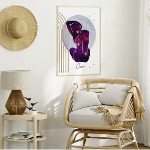 Affiche Cancer Feminine Purple Design Zodiac