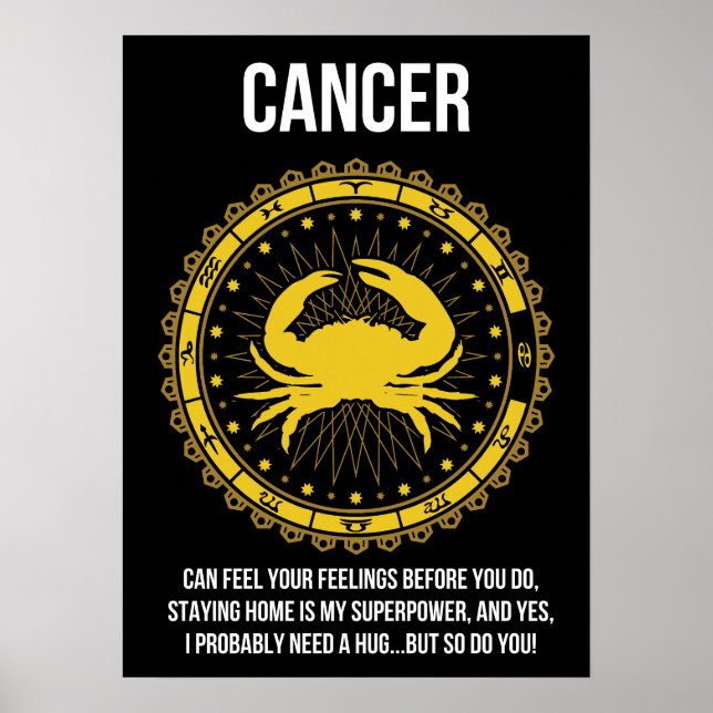 Affiche Cancer - Horoscope, Funny Zodiac Signal Humour (Devant)