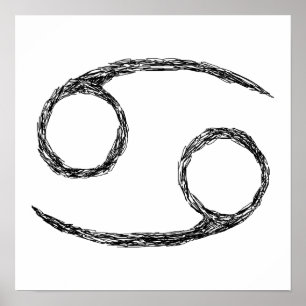 Affiche Cancer. Panneau astrologie zodiaque. Noir.