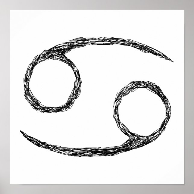 Affiche Cancer. Panneau astrologie zodiaque. Noir. (Devant)