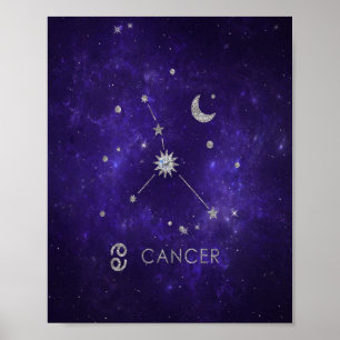 Affiche Cancer pourpre Zodiac   Horoscope d'astrologie cos