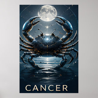 Affiche Cancer Signe du zodiaque Crabe Symbole d'astrologi