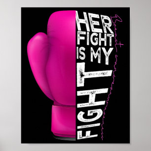 Affiche Cancer Son Combat Est Mon Combat Pink Boxe Glove