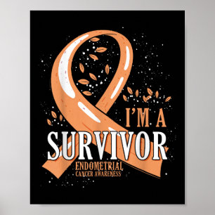 Affiche Cancer Survivante Peach Ribbon Endomètre Cancer Aw