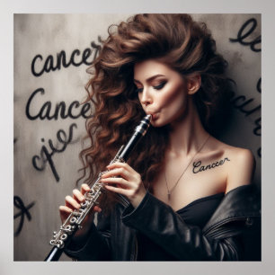 Affiche Cancer Zodiac Musicien Clarinet
