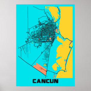Affiche Cancun - Carte de la ville de Mexico Gloria