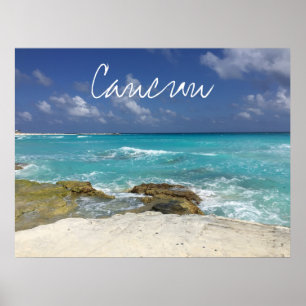 Affiche Cancun Mexico Beach Rocky Ocean Waves Carte postal