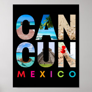 Affiche Cancun Mexique 2025 Vacation Beach Matching Famill