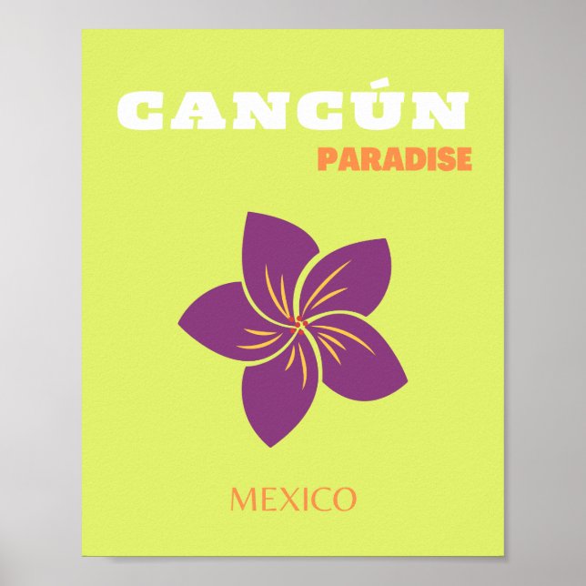 Affiche Cancun, Mexique, Art Voyage, Vert, Art Tropical (Devant)