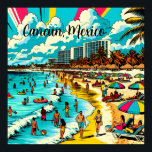 Affiche Cancun, Mexique avec une Vibe pop art<br><div class="desc">Pop art bande dessinée style art scène d'une plage avec une ambiance vintage. AI Art dépeint des gens qui s'amusent sur la plage avec des hôtels et des immeubles d'appartements dans l'arrière - plan,  de jolis palmiers,  des parapluies colorés et un magnifique ciel bleu nuageux à Cancun,  au Mexique.</div>