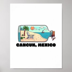 Affiche Cancun Mexique Souvenir Famille Correspondance Vac